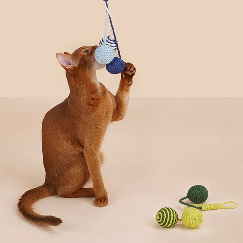 Tricolor Ball Sisal Rope Cat Toy