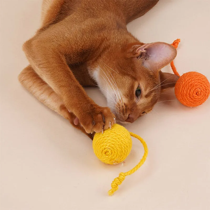 Tricolor Ball Sisal Rope Cat Toy