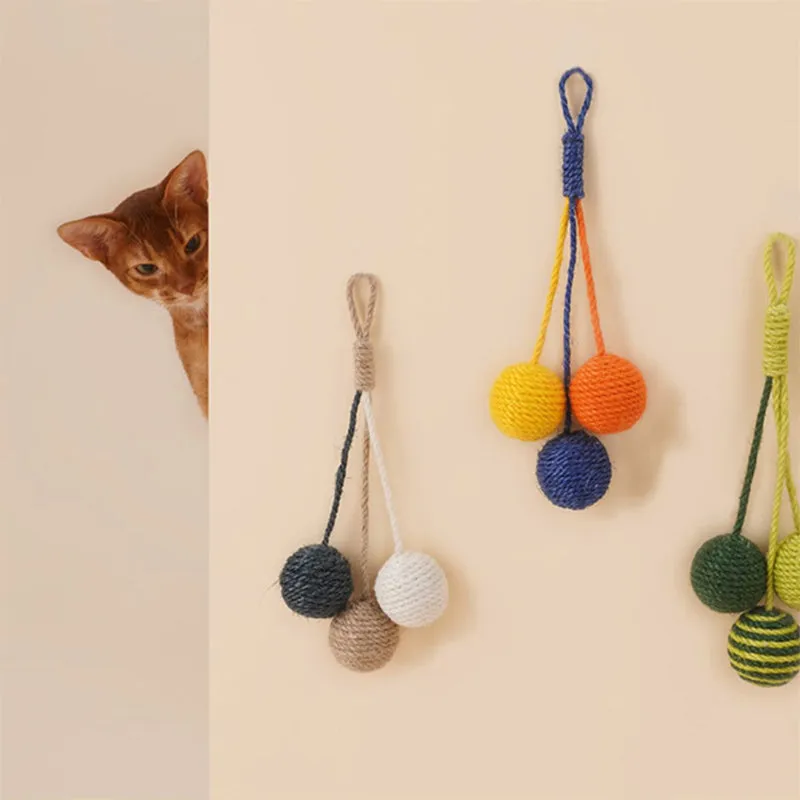 Tricolor Ball Sisal Rope Cat Toy