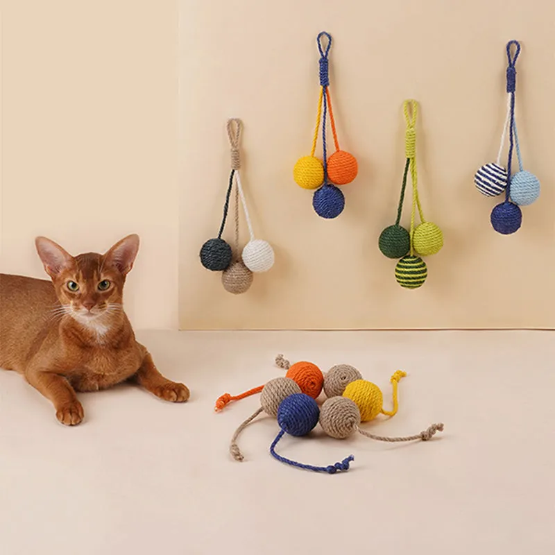 Tricolor Ball Sisal Rope Cat Toy