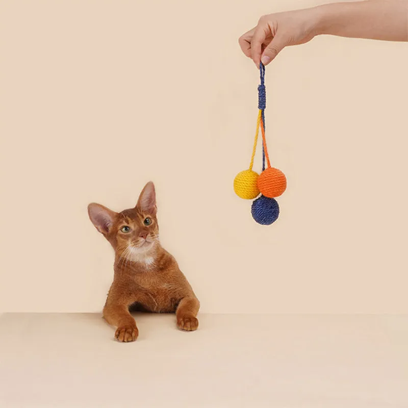 Tricolor Ball Sisal Rope Cat Toy
