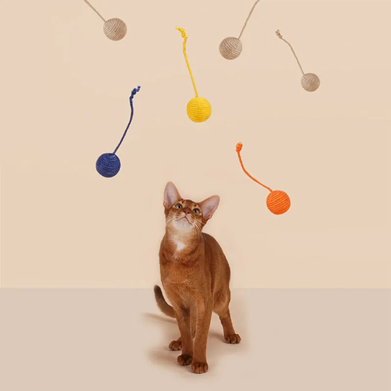 Tricolor Ball Sisal Rope Cat Toy
