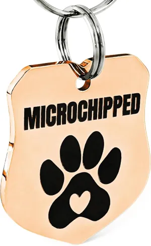 Universal Pet Tag Microchipped Pet Notation Fits All Collar Types Tag Chip Tag for Pets Dog Collar Gift Chip ID (Badge_Rosegold)