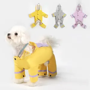 Waterproof Dog Raincoat, Adjustable Dog Rain Jacket,Reflective Lightweight Raincoat Clothes with Poncho Hood