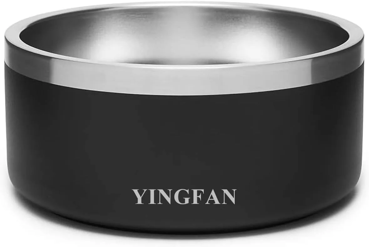 YINGFAN Stainless Steel Dog Bowls, 32 oz Metal Dog Bowls with Non-Slip Rubber Base, Durable Food and Water Bowl for Small, Medium Dogs, BPA-Free, Dishwasher Safe (Black)