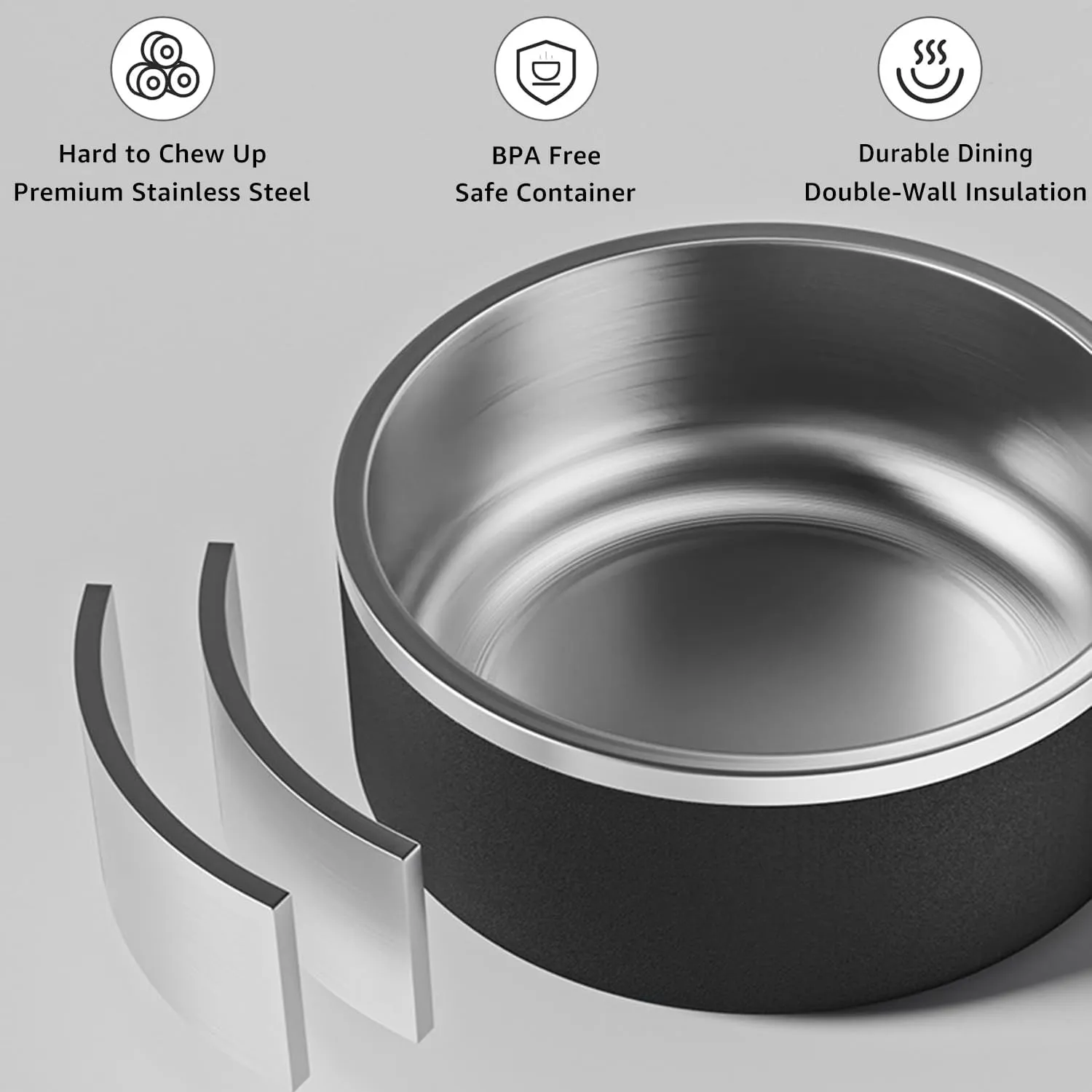 YINGFAN Stainless Steel Dog Bowls, 32 oz Metal Dog Bowls with Non-Slip Rubber Base, Durable Food and Water Bowl for Small, Medium Dogs, BPA-Free, Dishwasher Safe (Black)