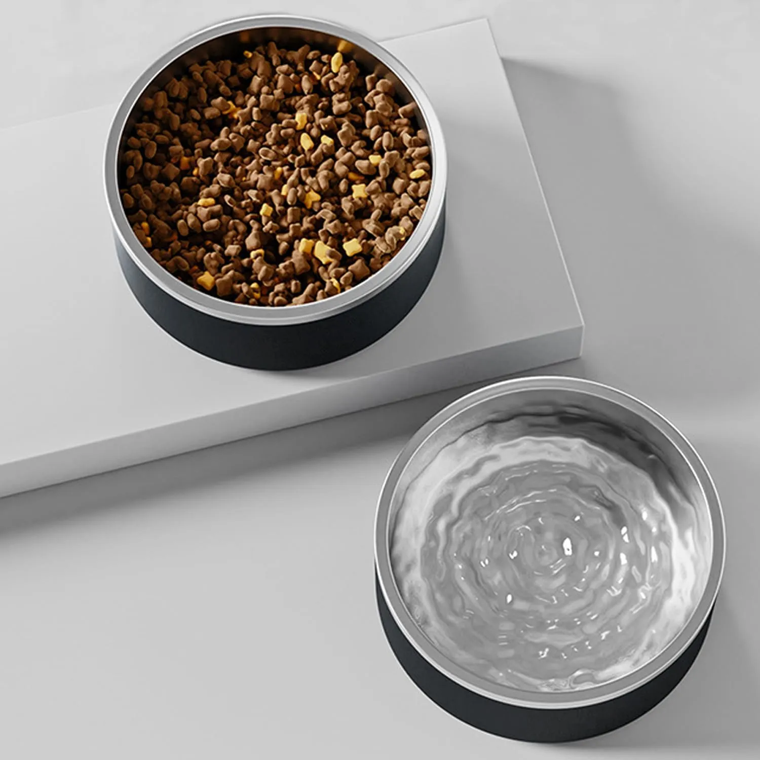 YINGFAN Stainless Steel Dog Bowls, 32 oz Metal Dog Bowls with Non-Slip Rubber Base, Durable Food and Water Bowl for Small, Medium Dogs, BPA-Free, Dishwasher Safe (Black)