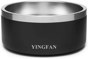 YINGFAN Stainless Steel Dog Bowls, 32 oz Metal Dog Bowls with Non-Slip Rubber Base, Durable Food and Water Bowl for Small, Medium Dogs, BPA-Free, Dishwasher Safe (Black)